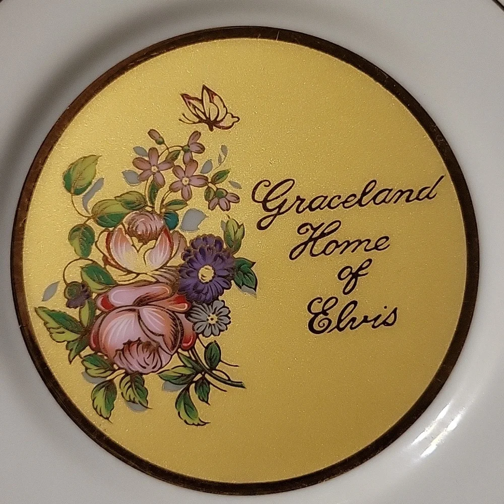 Vtg Elvis Plate Graceland Home Gold Accents 6